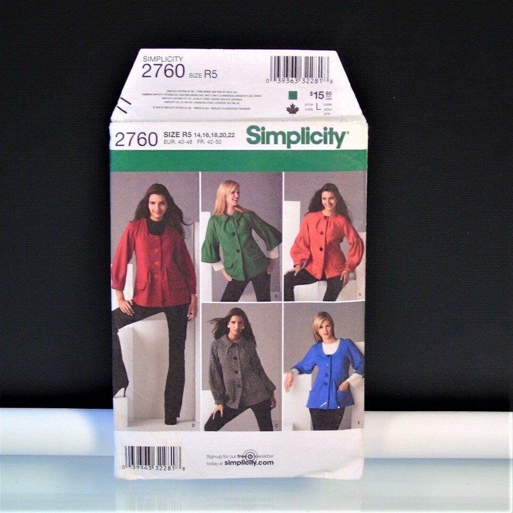 Sewing Pattern Simplicity 2760 Misses Jacket